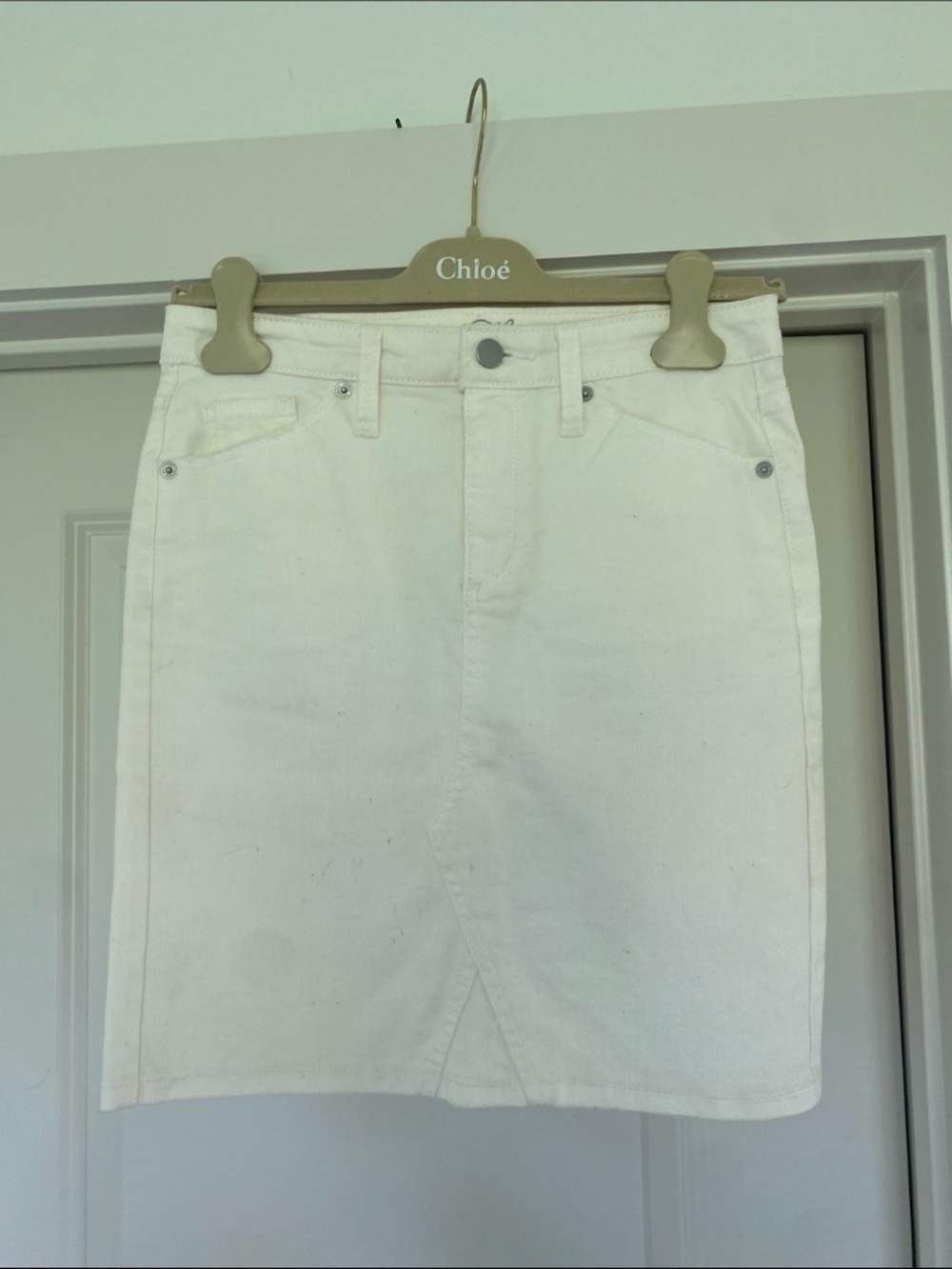 White Denim Skirt - Clean A-Line Mini
